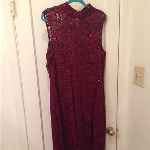 Red sequined dress w/leg slit